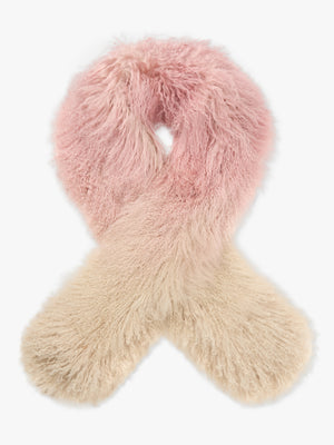 Pink Ombre Shaggy Mongolian Lambswool Scarf