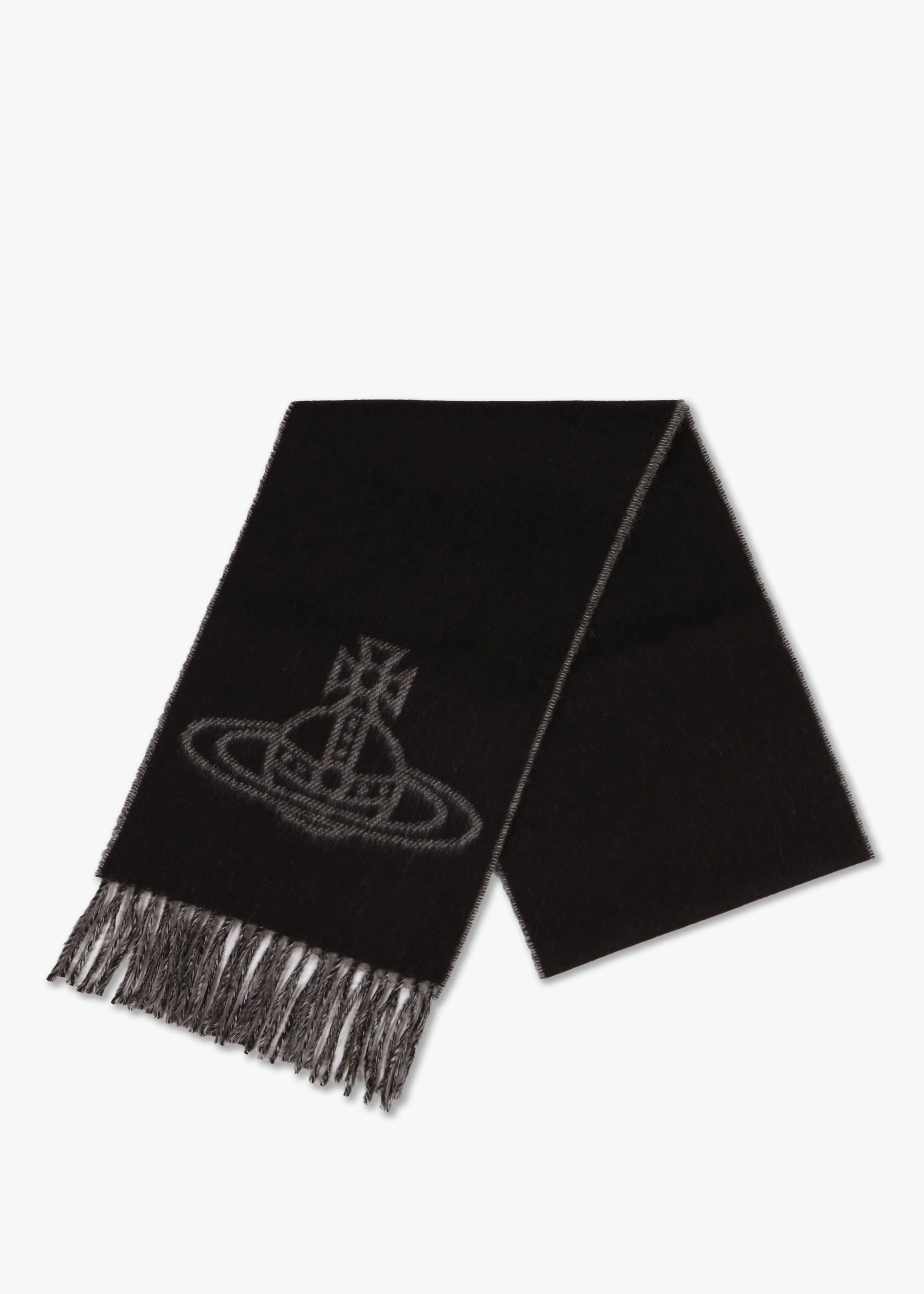 Vivienne Westwood Unisex Double Logo Black Wool Scarf – Daniel