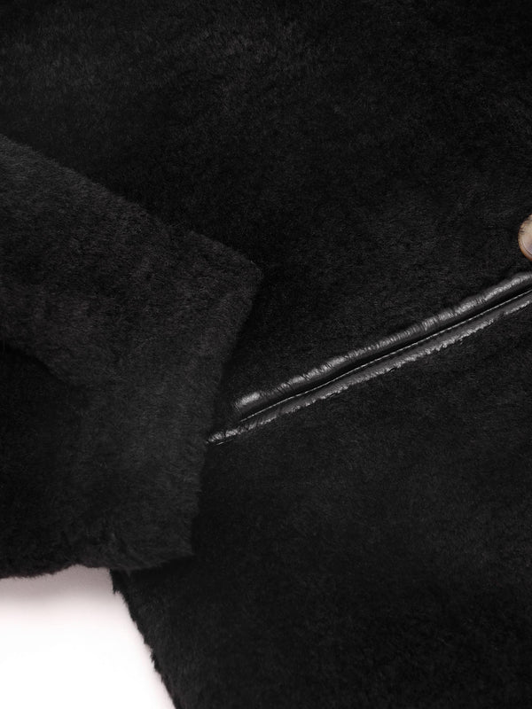 Tilda Black Shearling Style Longline Coat