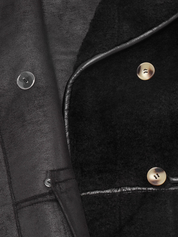 Tilda Black Shearling Style Longline Coat