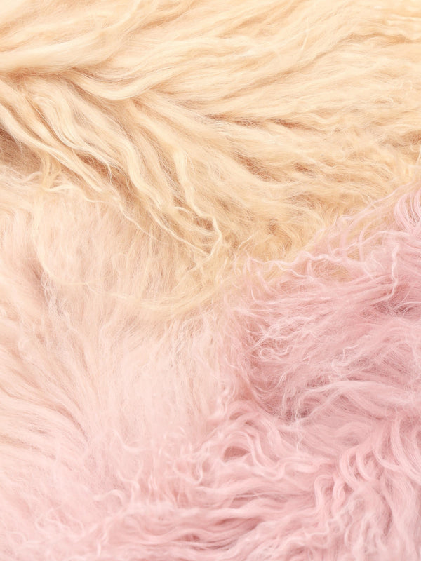 Pink Ombre Shaggy Mongolian Lambswool Scarf