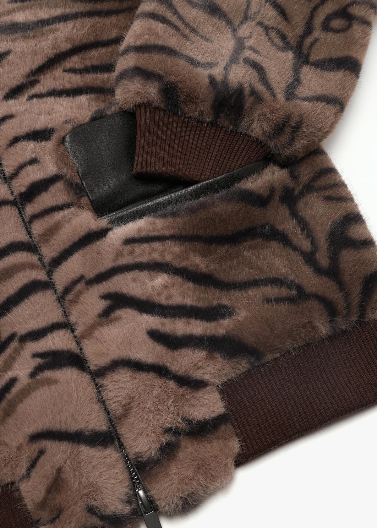 Ginger Brown Tiger Faux Fur Bomber Jackets