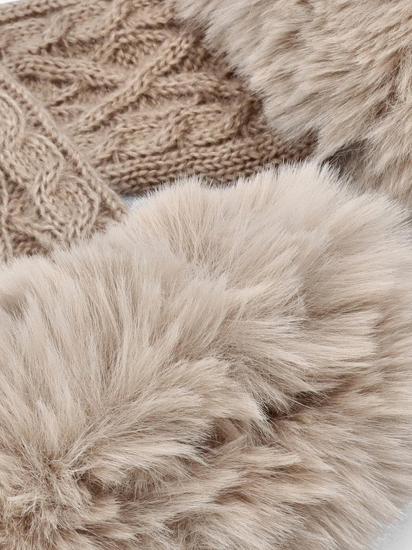 Taupe Faux Fur Fingerless Gloves