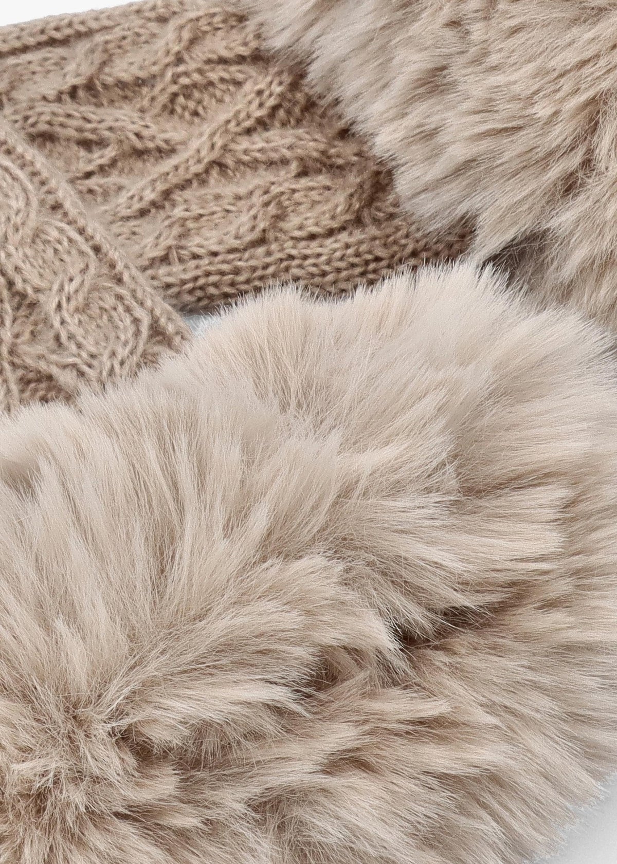 Taupe Faux Fur Fingerless Gloves