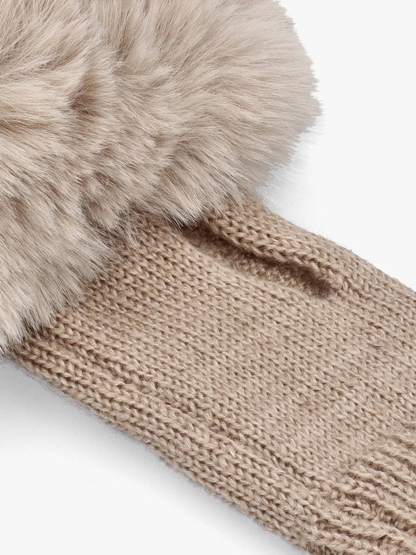 Taupe Faux Fur Fingerless Gloves