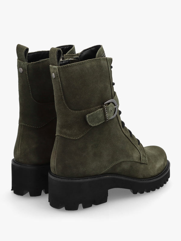 Oberon Green Suede Lace Up Ankle Boots