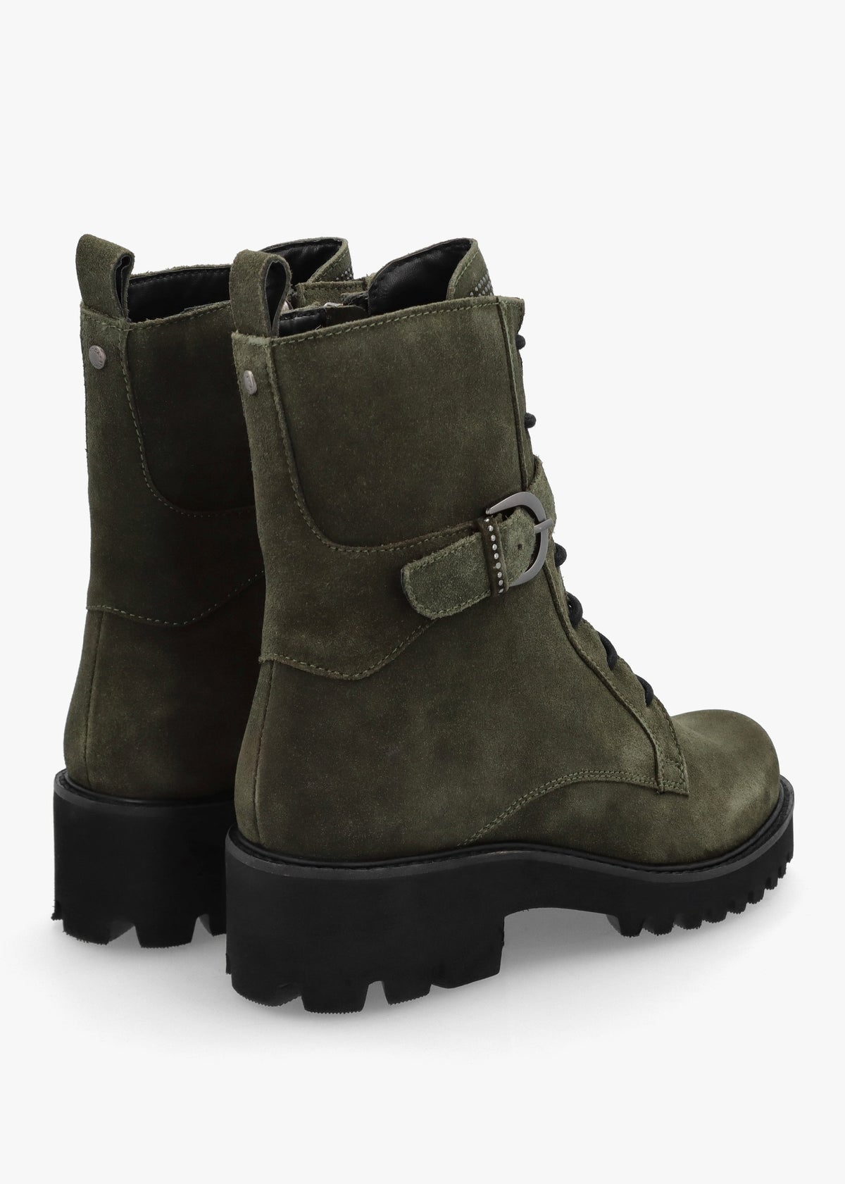 Oberon Green Suede Lace Up Ankle Boots