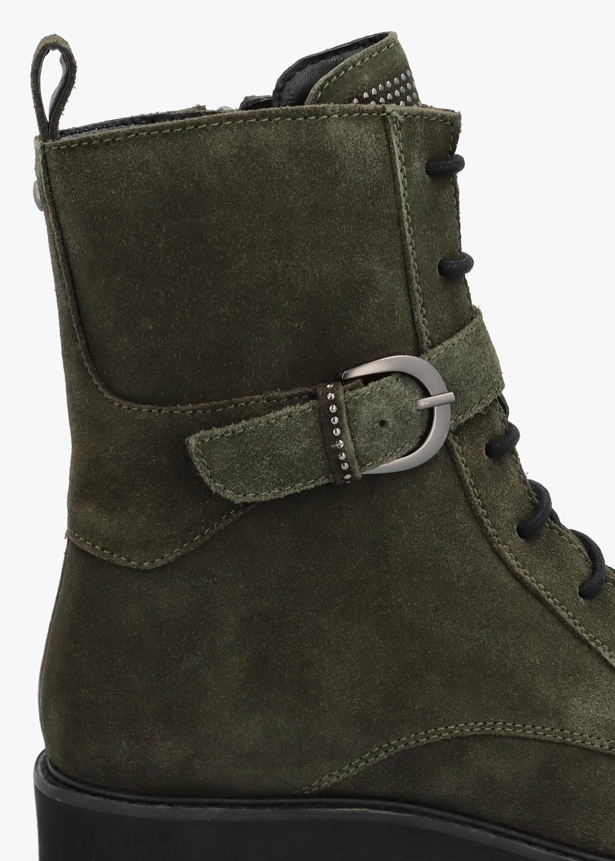 Oberon Green Suede Lace Up Ankle Boots