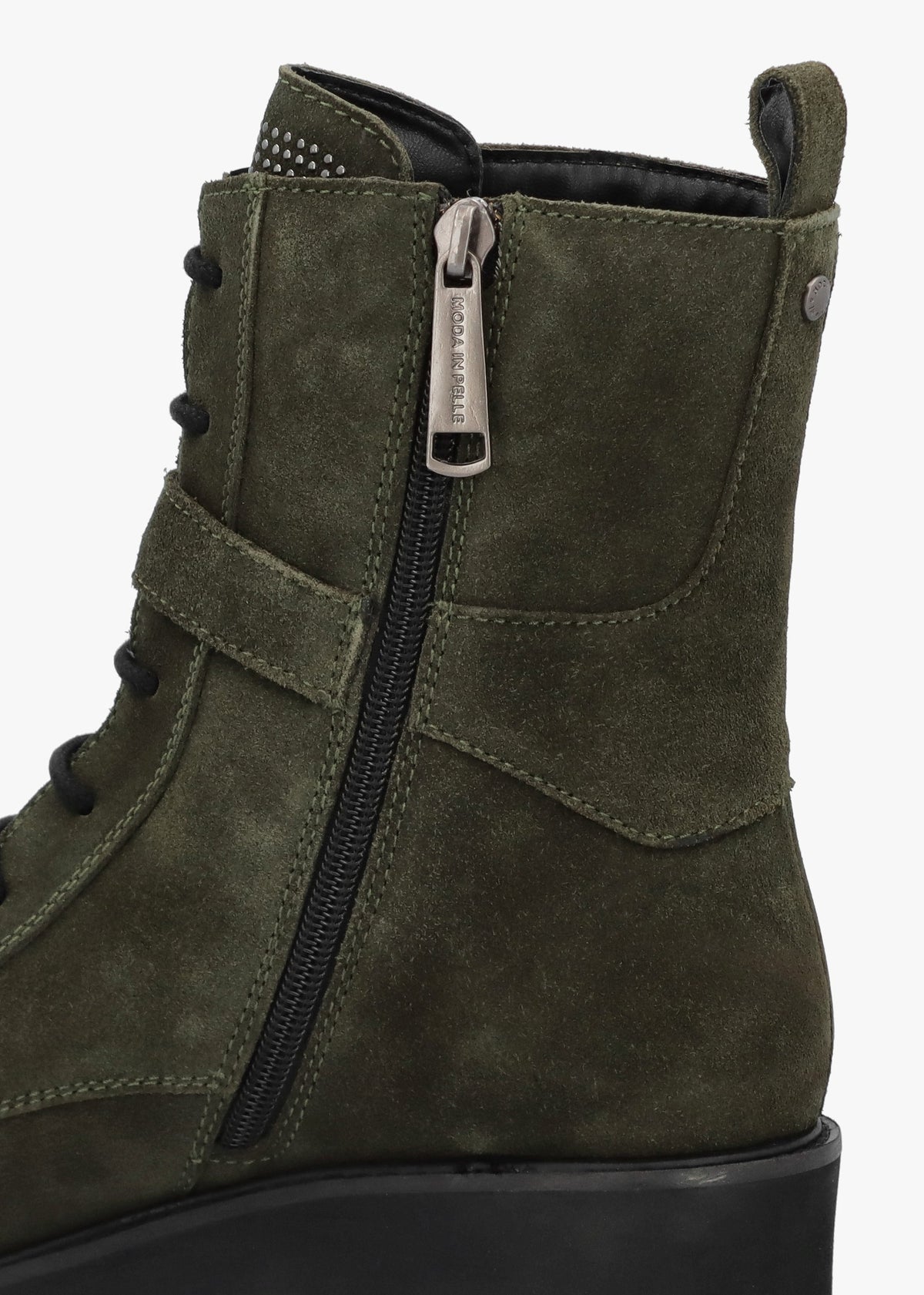 Oberon Green Suede Lace Up Ankle Boots