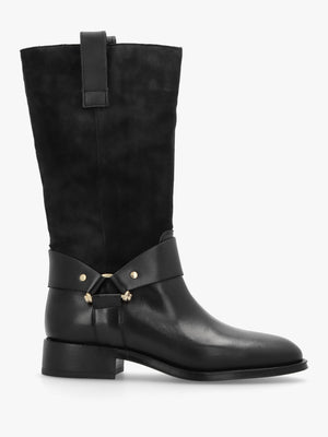 Affix Black Leather & Suede Calf Boots