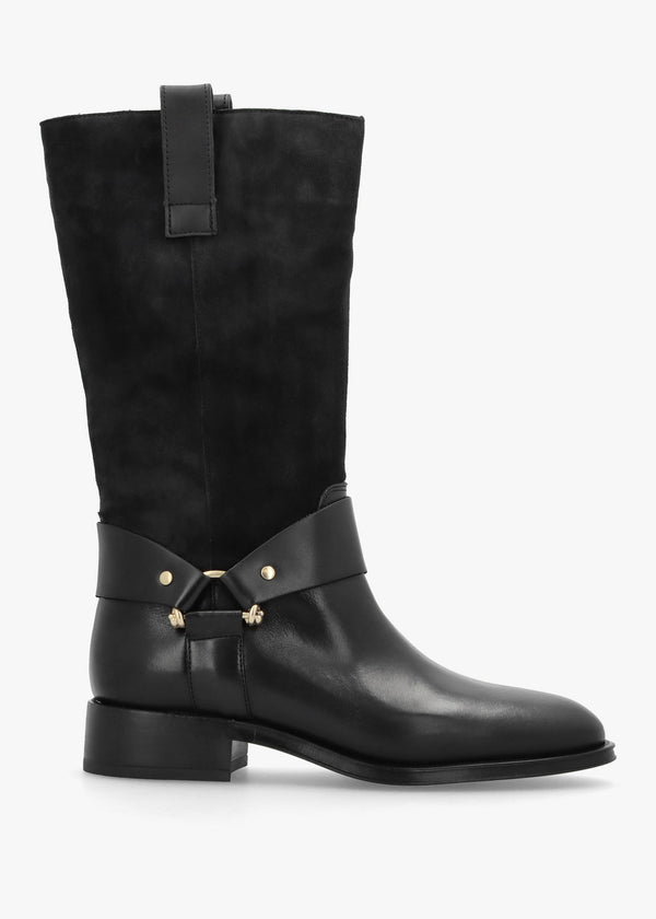 Affix Black Leather & Suede Calf Boots