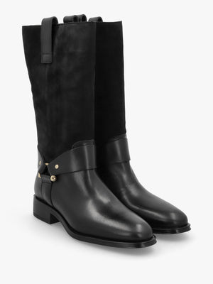 Affix Black Leather & Suede Calf Boots