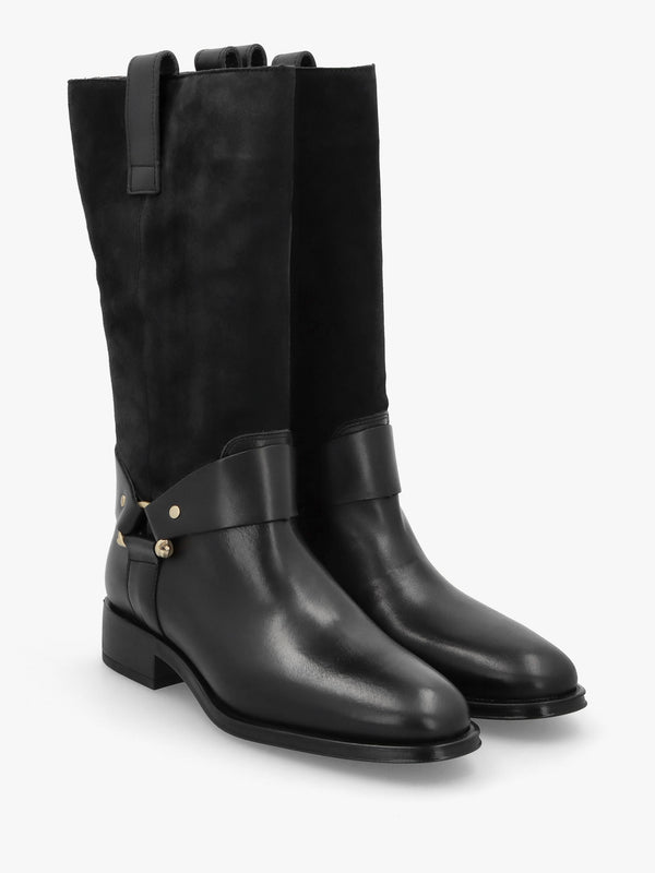 Affix Black Leather & Suede Calf Boots