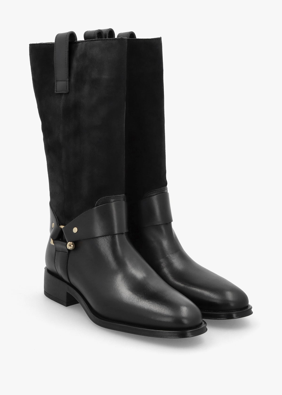 Affix Black Leather & Suede Calf Boots