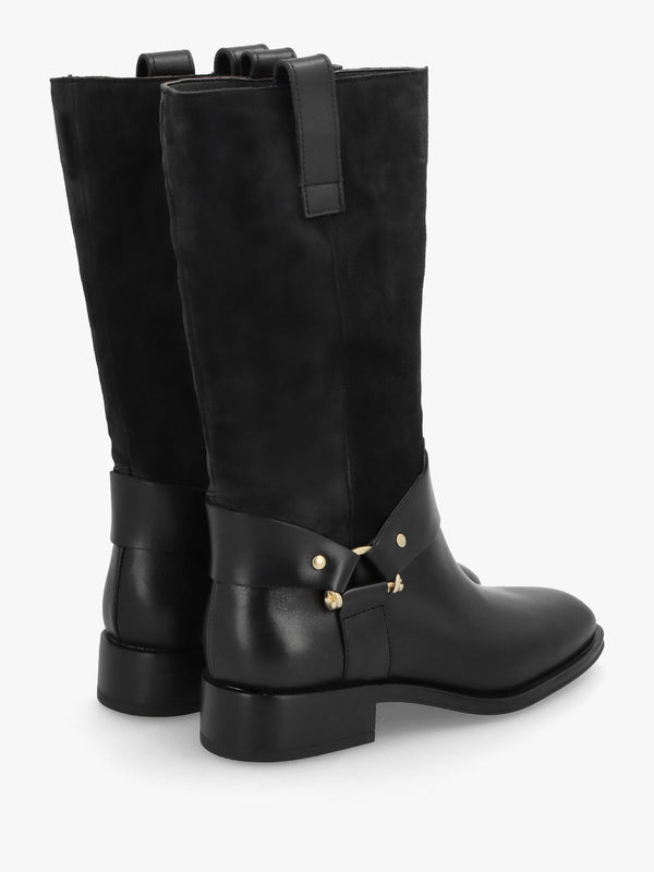 Affix Black Leather & Suede Calf Boots