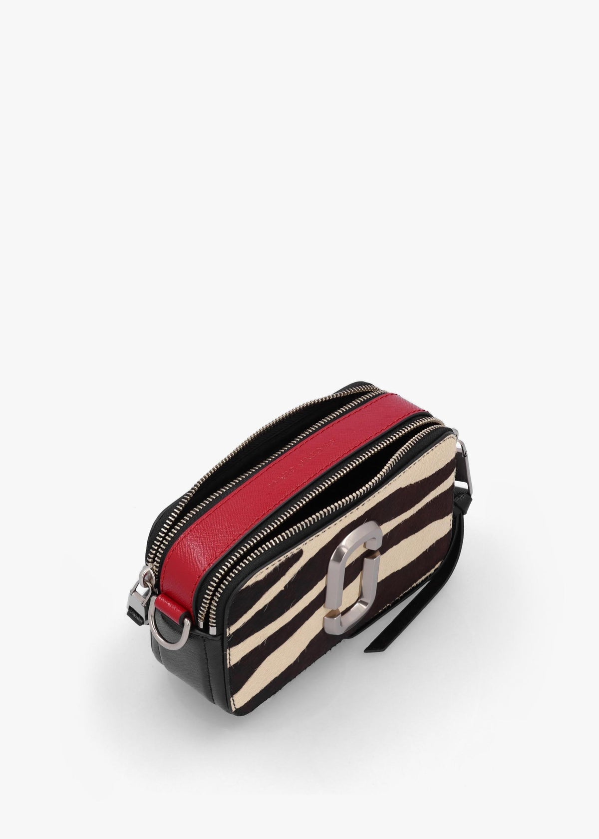 The Zebra Calf Hair Snapshot Black & White Leather Camera Bag