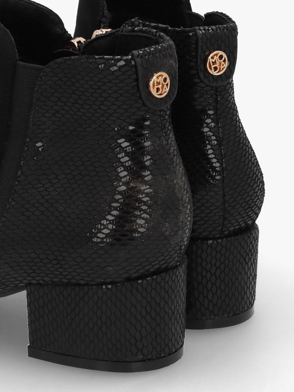 Madeley Black Reptile Chelsea Boots