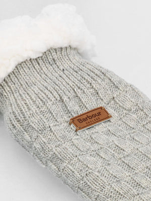 Women’s Cable Knit Light Grey Marl Wool Mix Lounge Socks