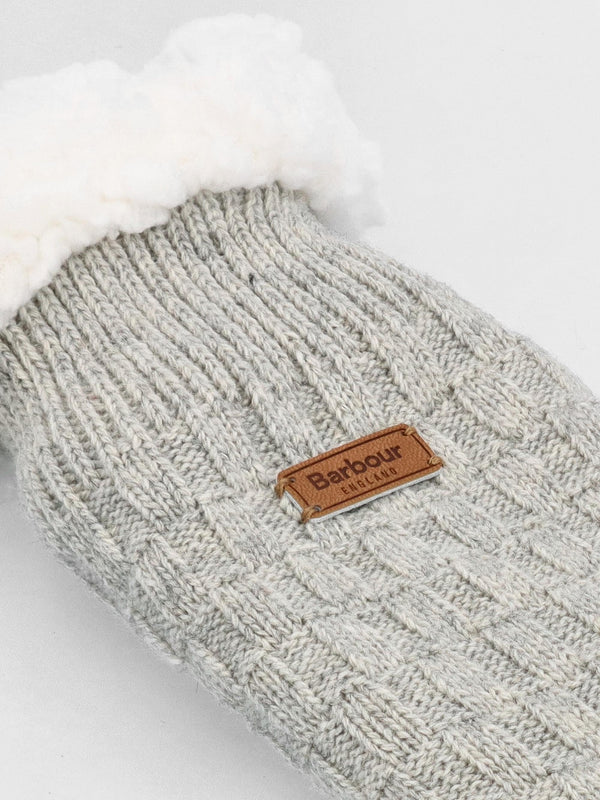 Women’s Cable Knit Light Grey Marl Wool Mix Lounge Socks