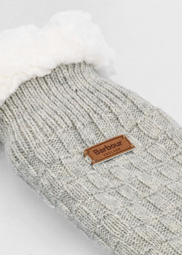 Women’s Cable Knit Light Grey Marl Wool Mix Lounge Socks
