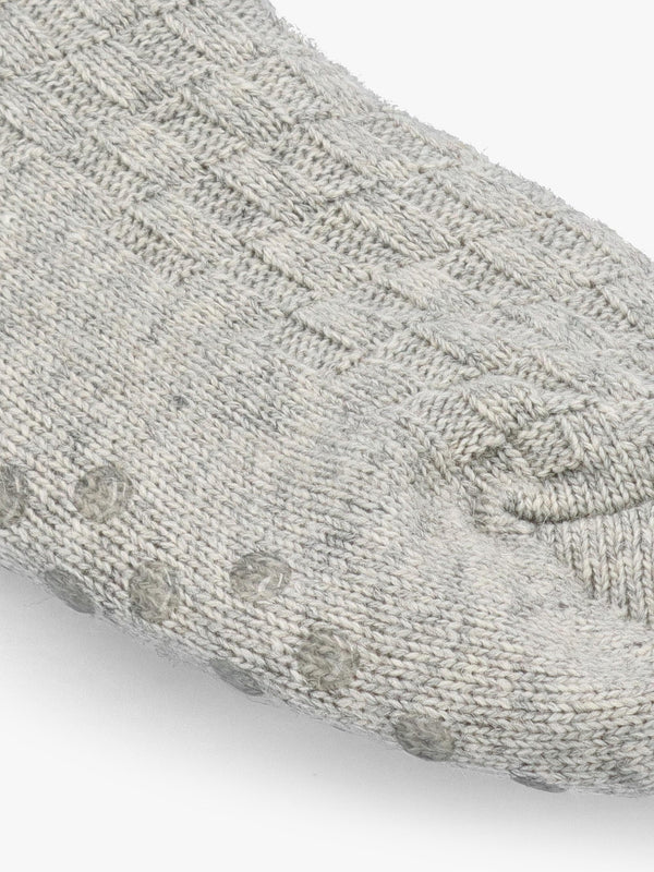 Women’s Cable Knit Light Grey Marl Wool Mix Lounge Socks