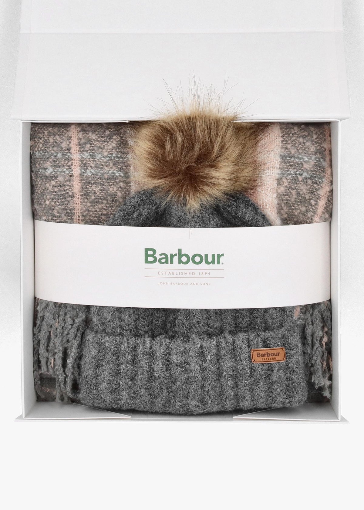 Women’s Saltburn Grey Rose Beanie & Tartan Scarf Gift Set