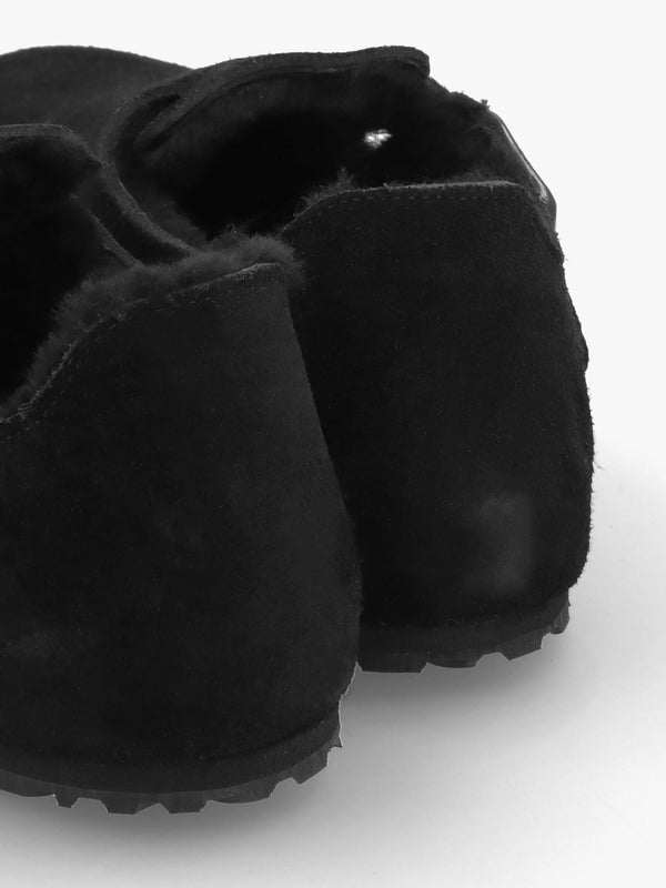 Women’s London Shearling Black Suede Clog Shoes