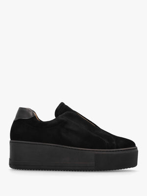 Tred Black Suede Laceless Flatform Trainers