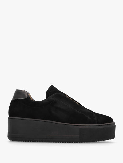 DANIEL Tred Black Suede Laceless Flatform Trainers