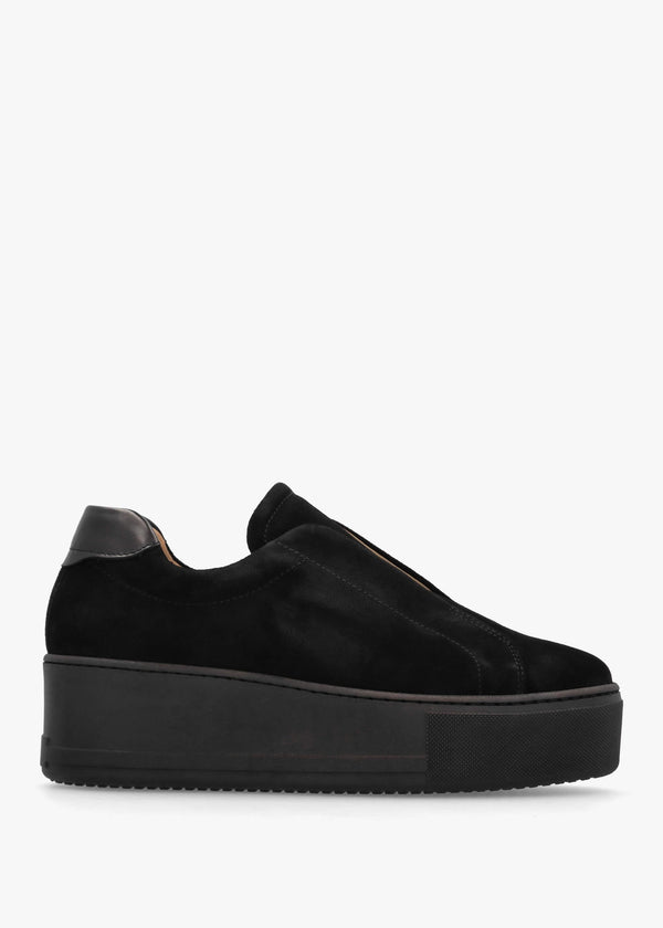 Tred Black Suede Laceless Flatform Trainers