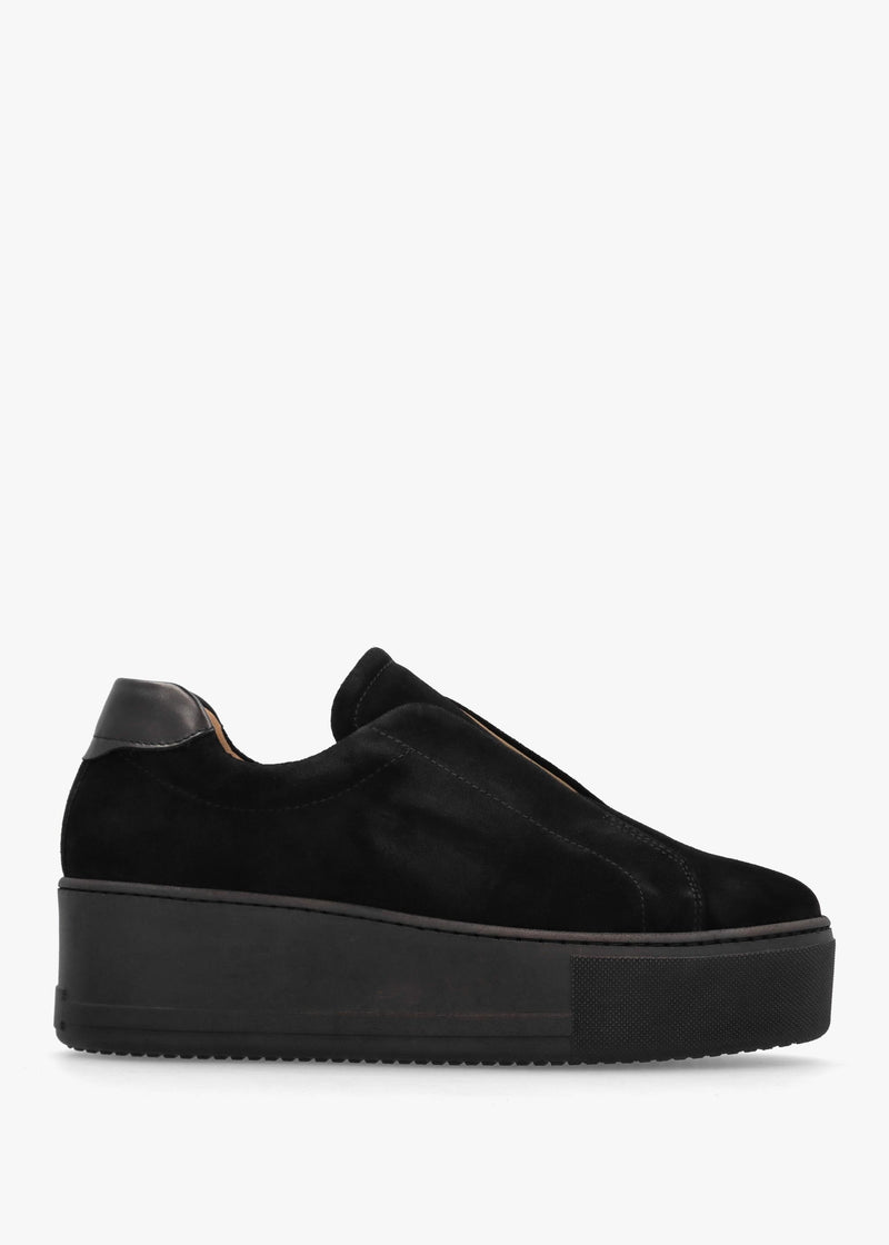 DANIEL Tred Black Suede Laceless Flatform Trainers