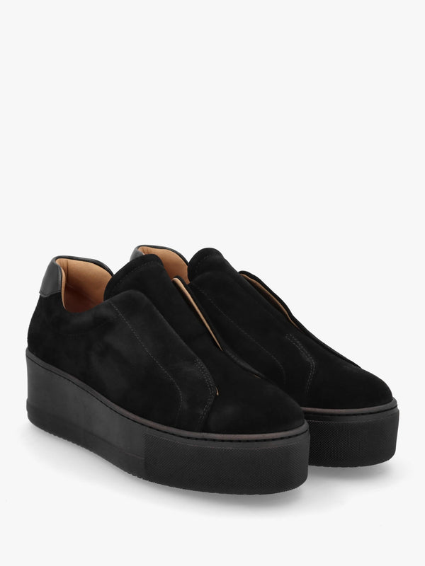 Tred Black Suede Laceless Flatform Trainers