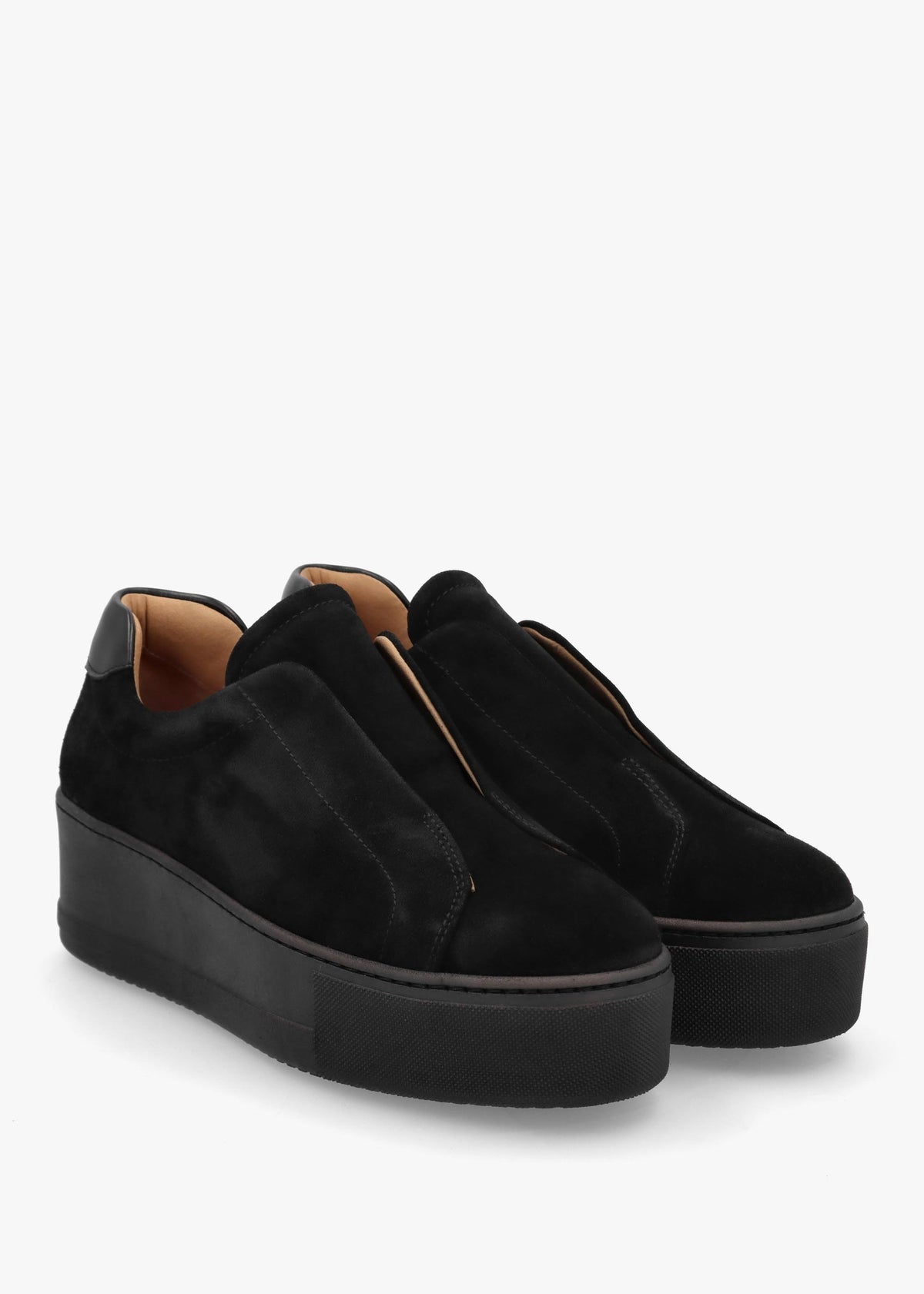 Tred Black Suede Laceless Flatform Trainers
