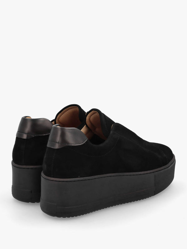 Tred Black Suede Laceless Flatform Trainers
