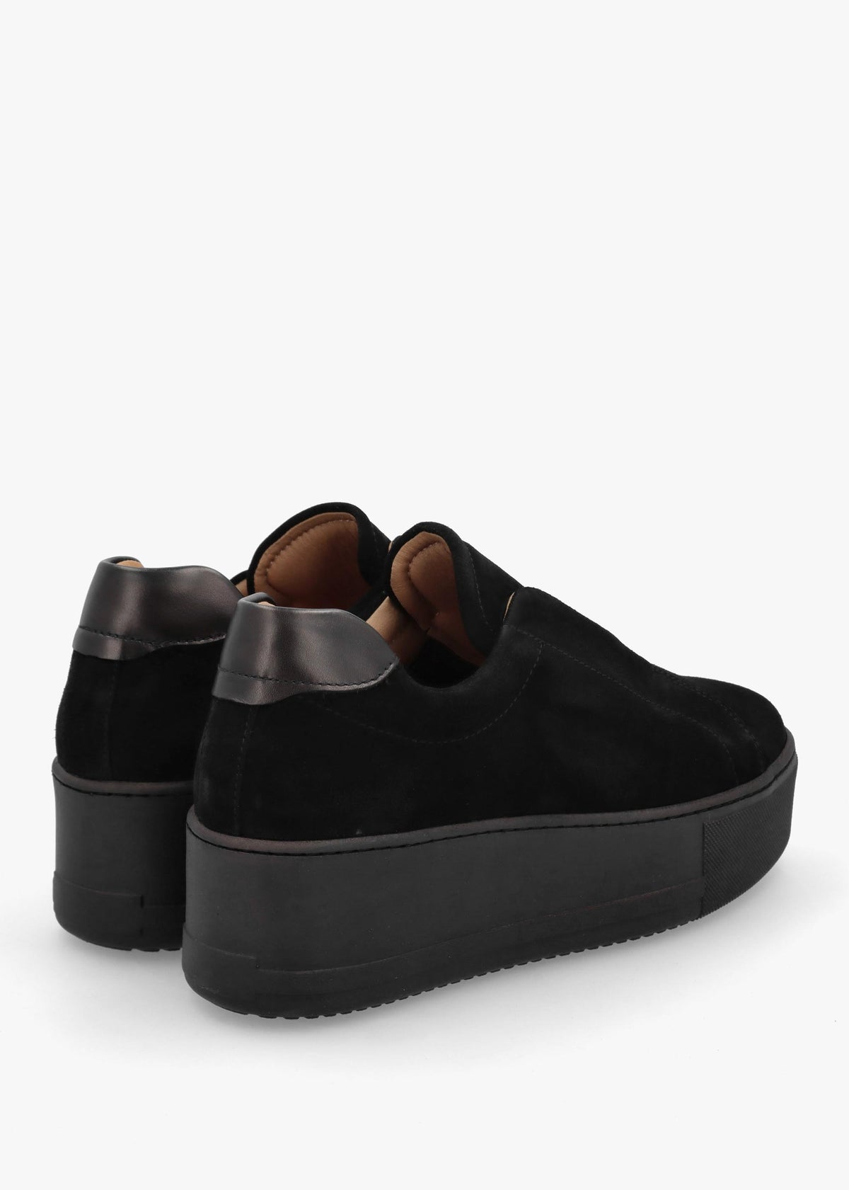Tred Black Suede Laceless Flatform Trainers