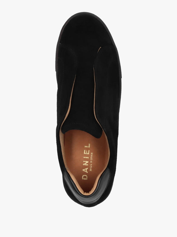 Tred Black Suede Laceless Flatform Trainers