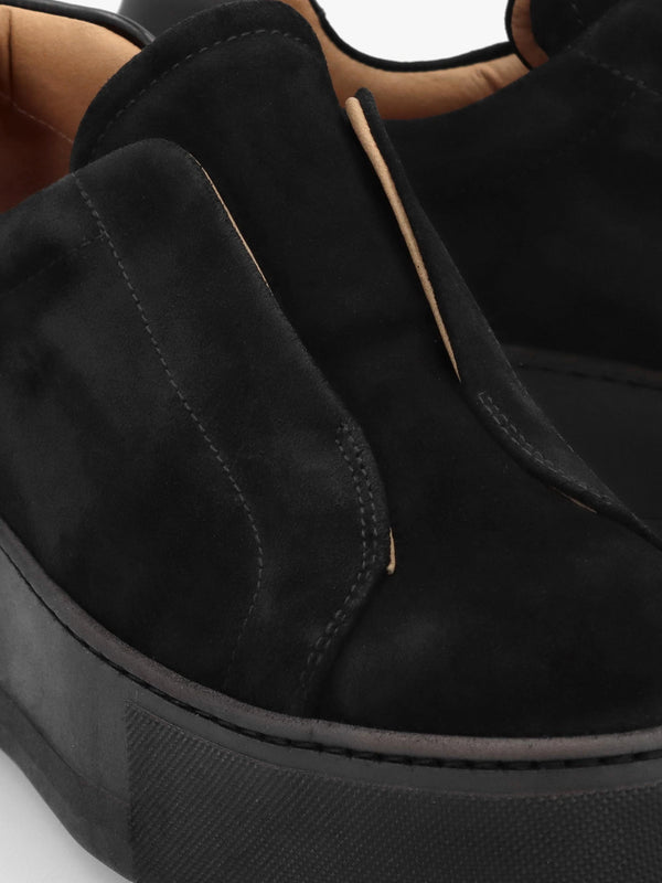 Tred Black Suede Laceless Flatform Trainers