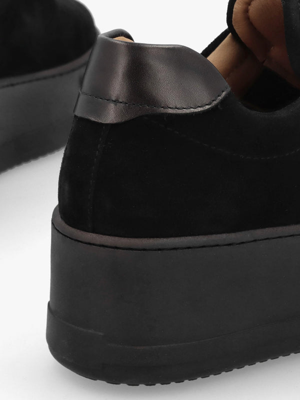 Tred Black Suede Laceless Flatform Trainers