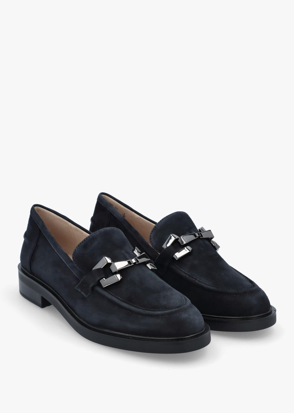 Navy Suede Snaffle Loafers