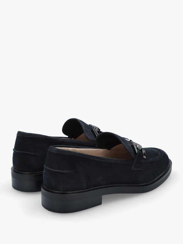 Navy Suede Snaffle Loafers