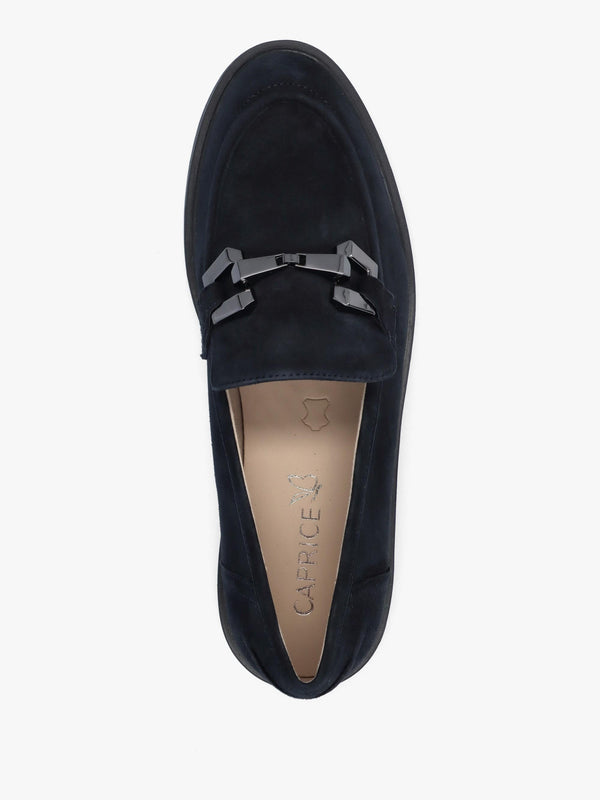 Navy Suede Snaffle Loafers
