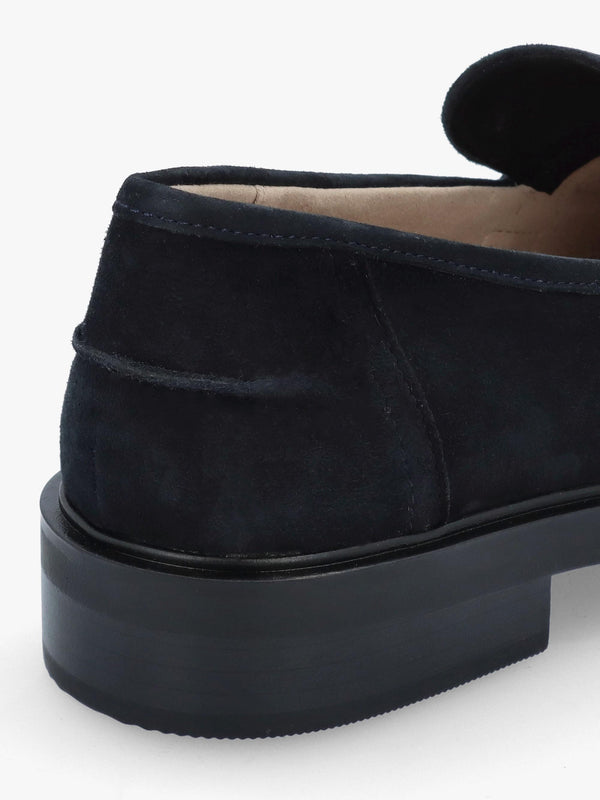 Navy Suede Snaffle Loafers