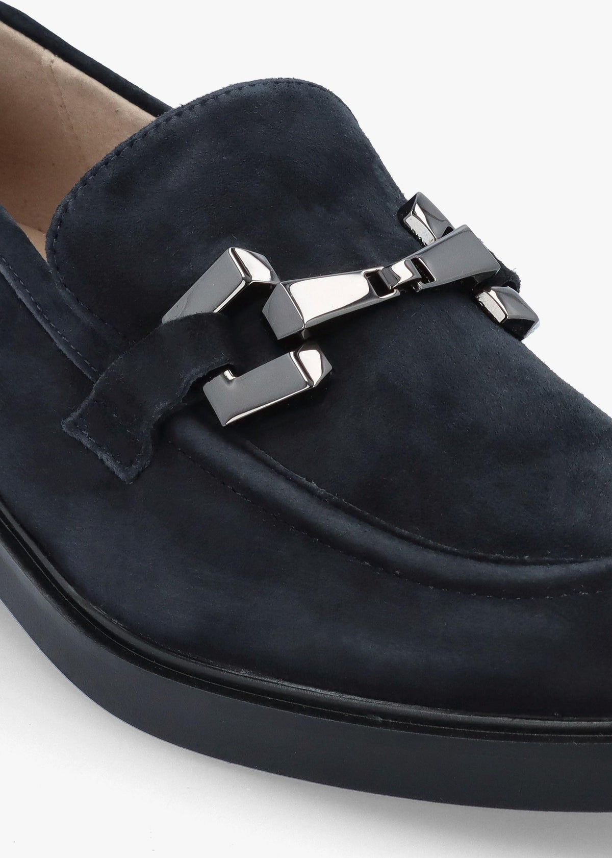 Navy Suede Snaffle Loafers