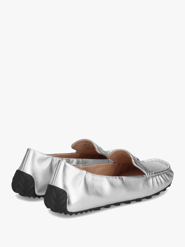 Ronnie Silver Metallic Leather Loafers
