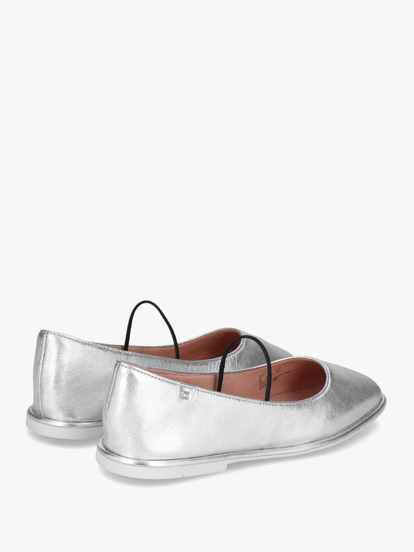 Emilia Silver Metallic Leather May Janes