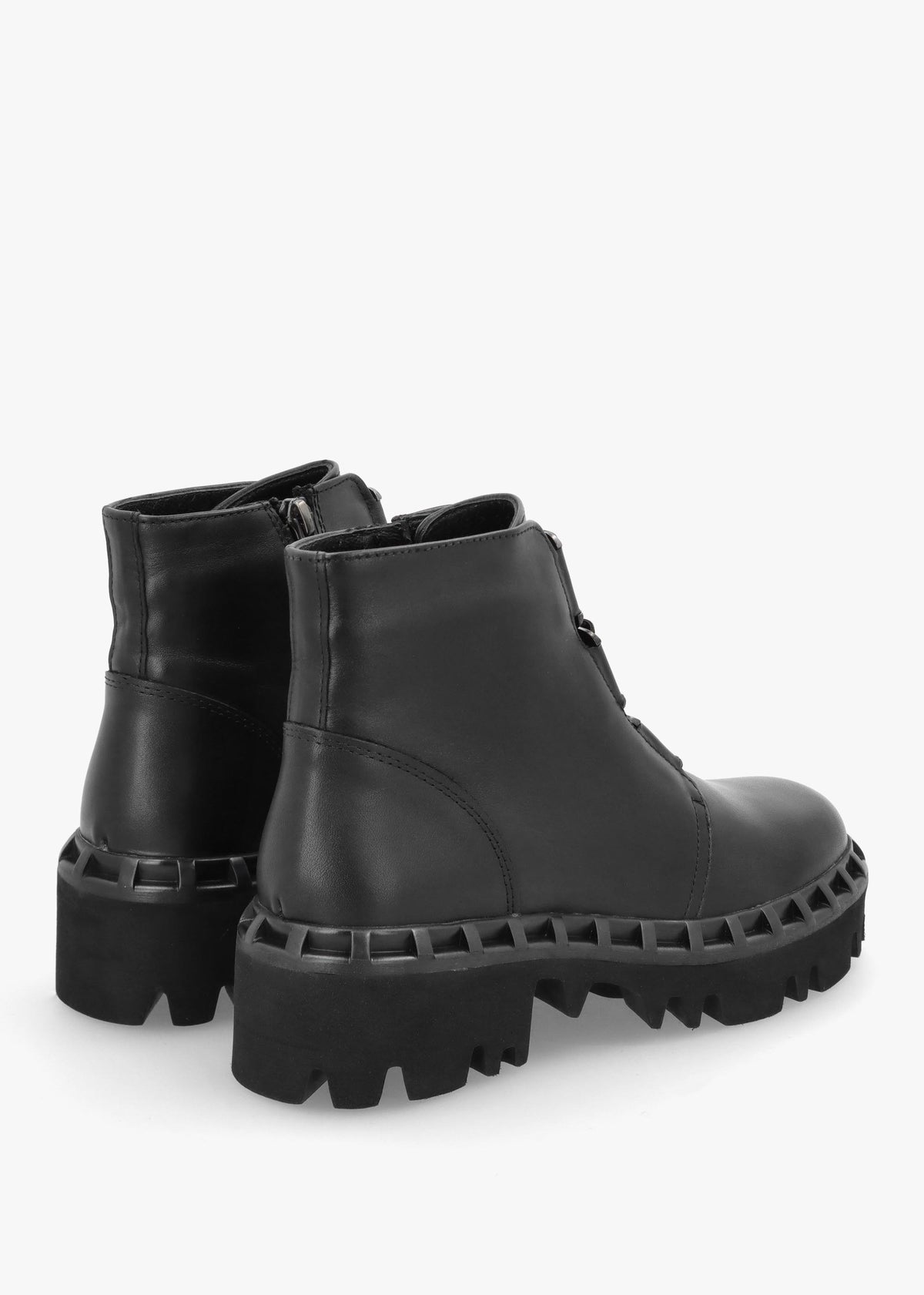 Victory Black Leather Chunky Ankle Boots