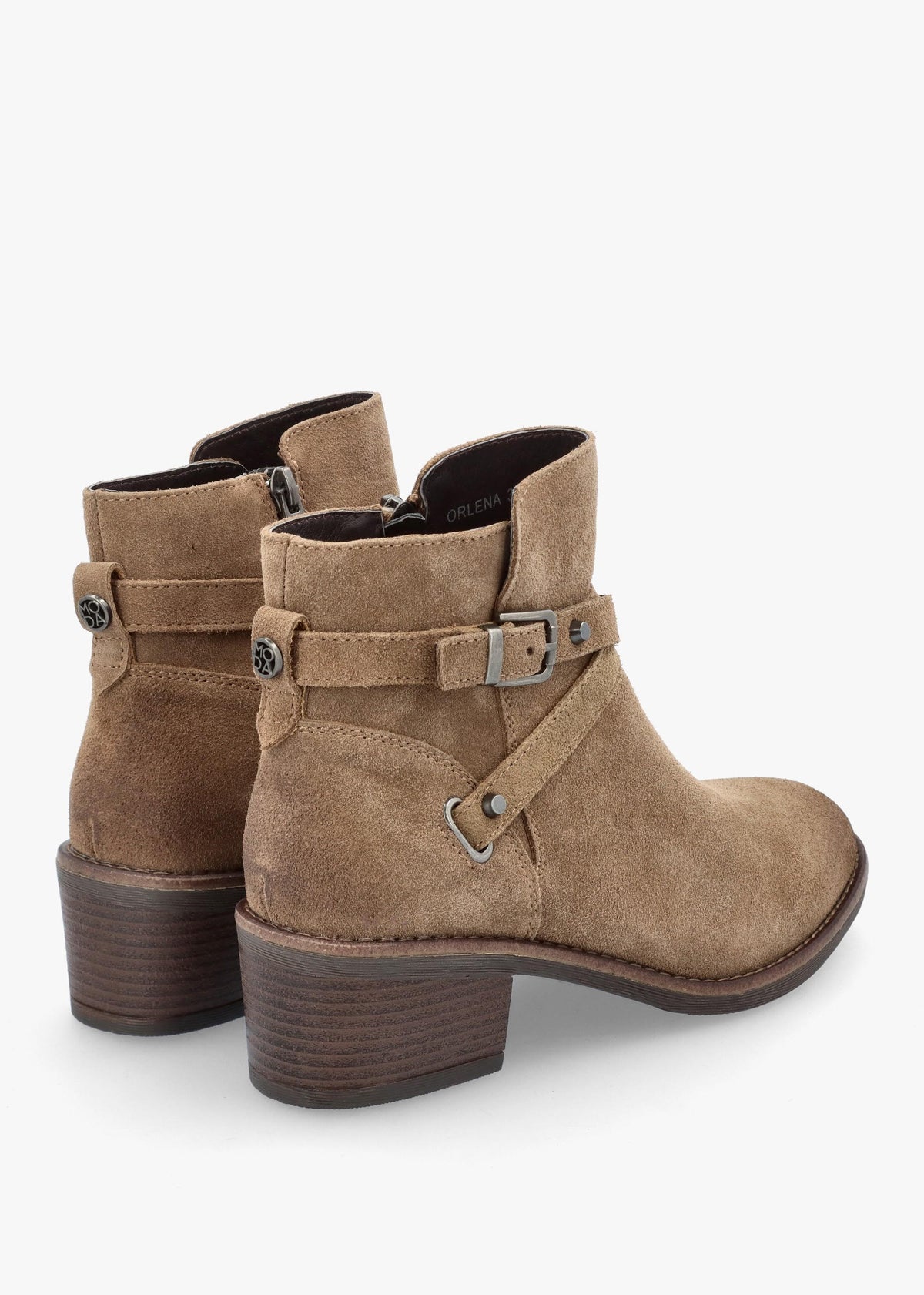 Orlena Taupe Suede Cross Strap Ankle Boots
