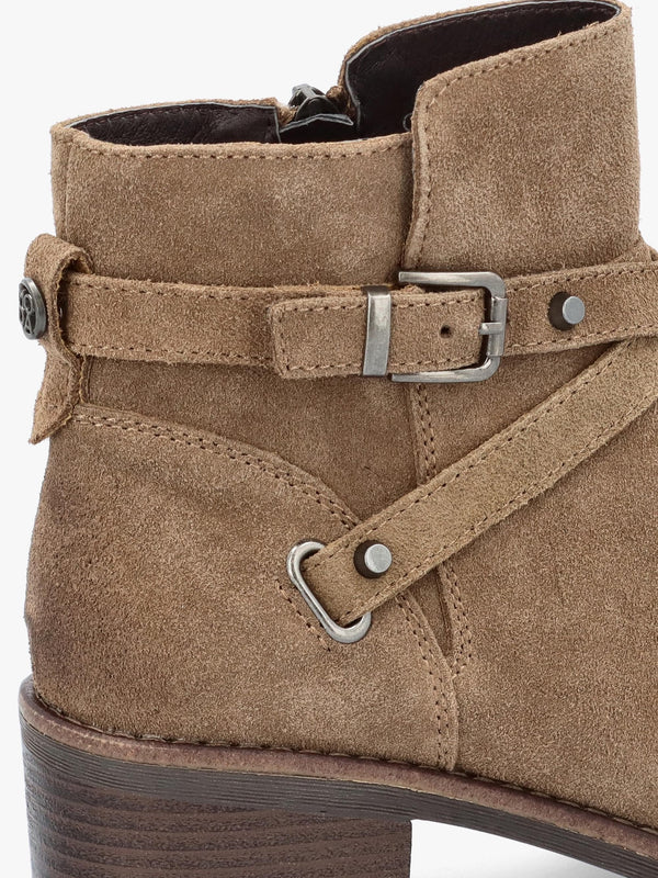 Orlena Taupe Suede Cross Strap Ankle Boots