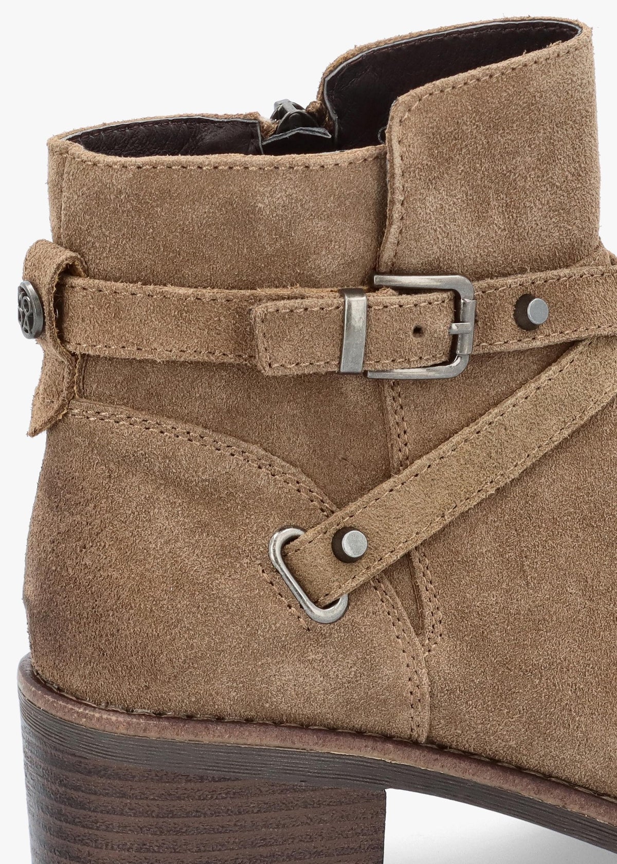 Orlena Taupe Suede Cross Strap Ankle Boots