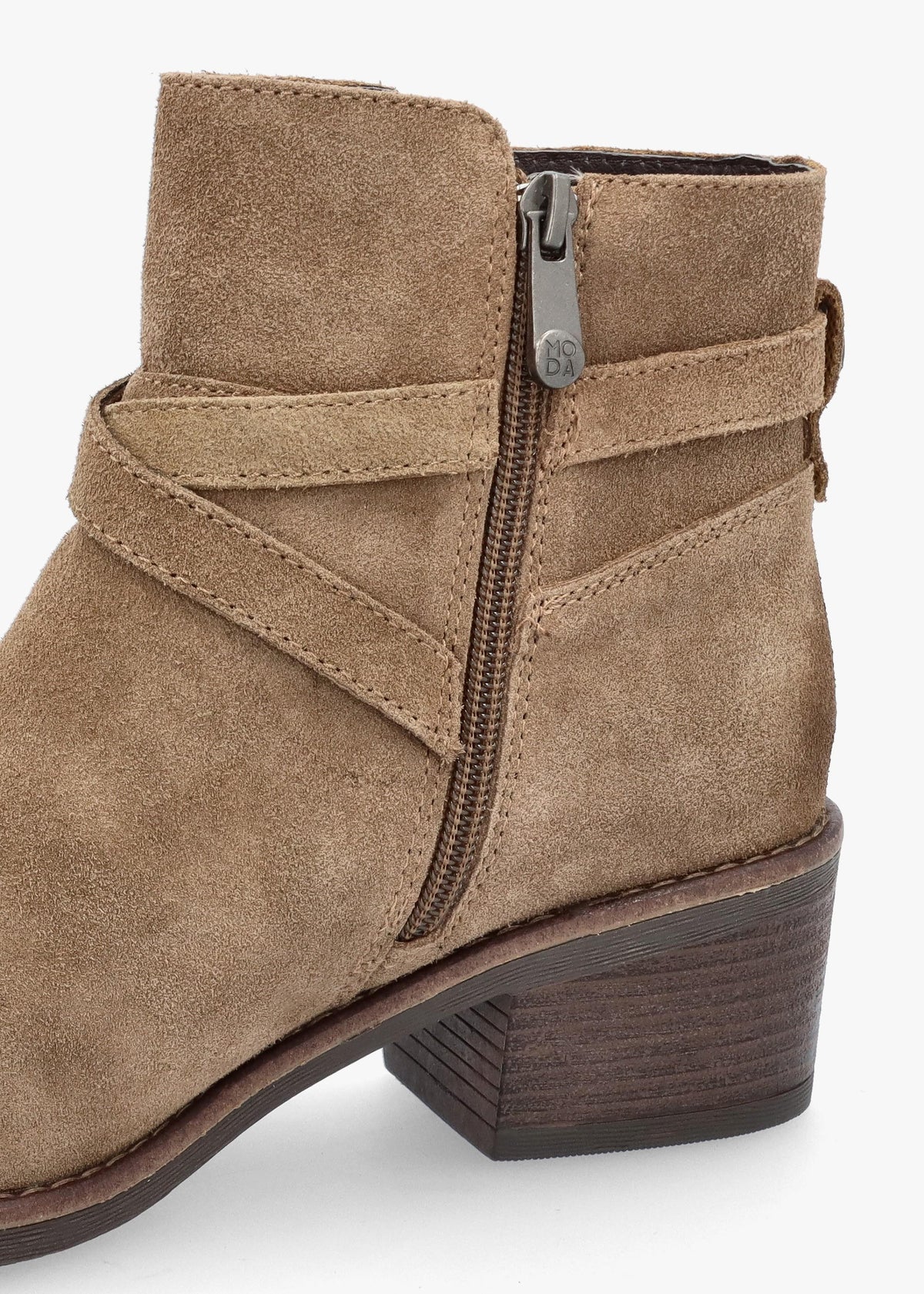Orlena Taupe Suede Cross Strap Ankle Boots
